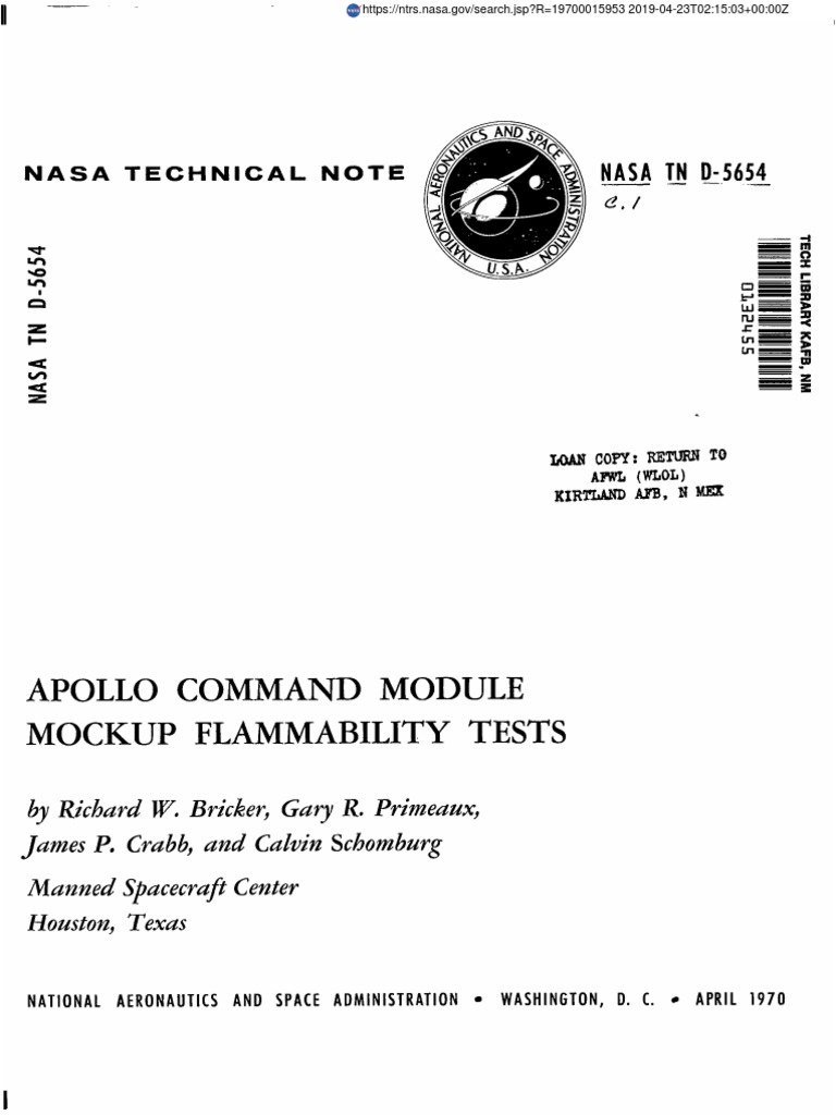 Apollo Command Module Flammability Tests | PDF | Fires | Oxygen