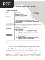 A Escolarização de Jovens e Adultos Analfabetos Ou Com Baixa Escolarização