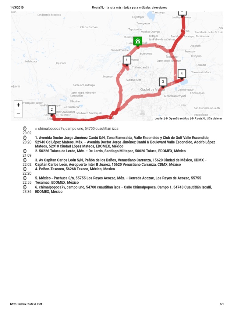 RouteXL - La Ruta Más Rápida para Múltiples Direcciones | PDF