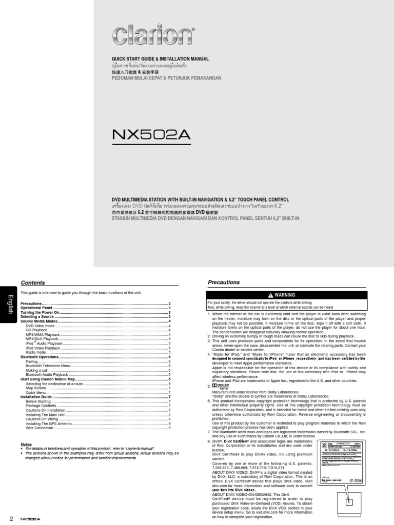 NX502A Manual PDF I Pod Bluetooth