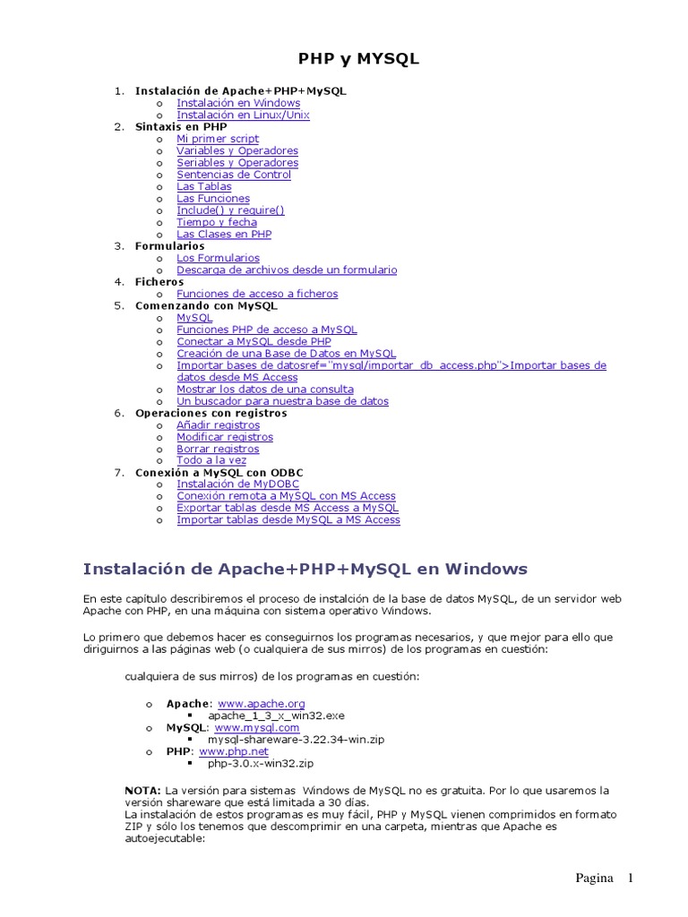 Instalación de Apache, PHP y MySQL | PDF | Php | Servidor HTTP Apache