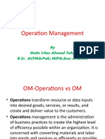 Operation Management: by Mahr Irfan Ahmad Tahir B.SC., ACFMA (Pak) MIPA (Aus) AFA (UK)