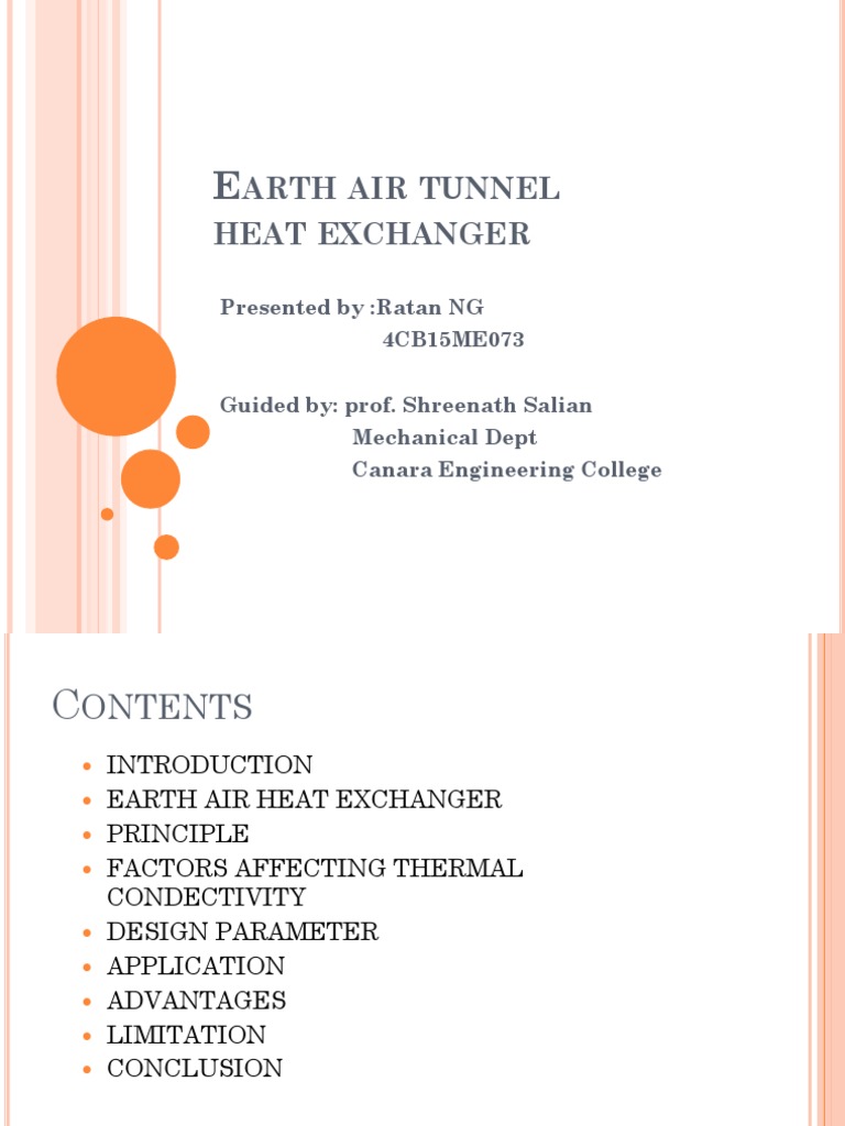 Earth Air Tunnel Cooling System Overview | PDF | Heat Transfer | Heat ...