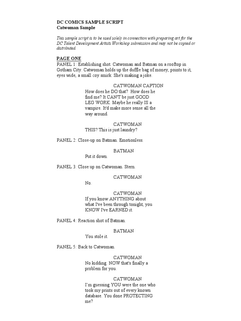 DC Comics Catwoman Sample Script PDF | PDF | Batman | Leisure