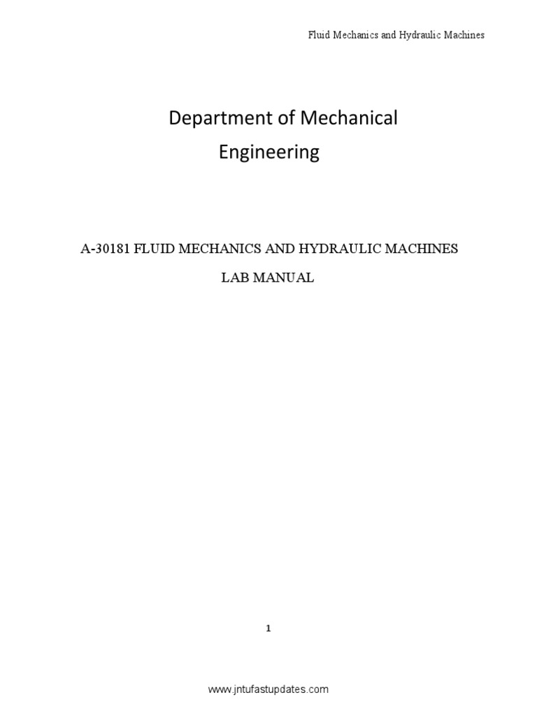 Fluid Mechanics and Hydraulic Machines Lab Manual PDF PDF Turbine