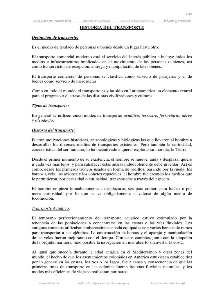 Historia y Evolución del Transporte | PDF | Tren | Aviación Civil