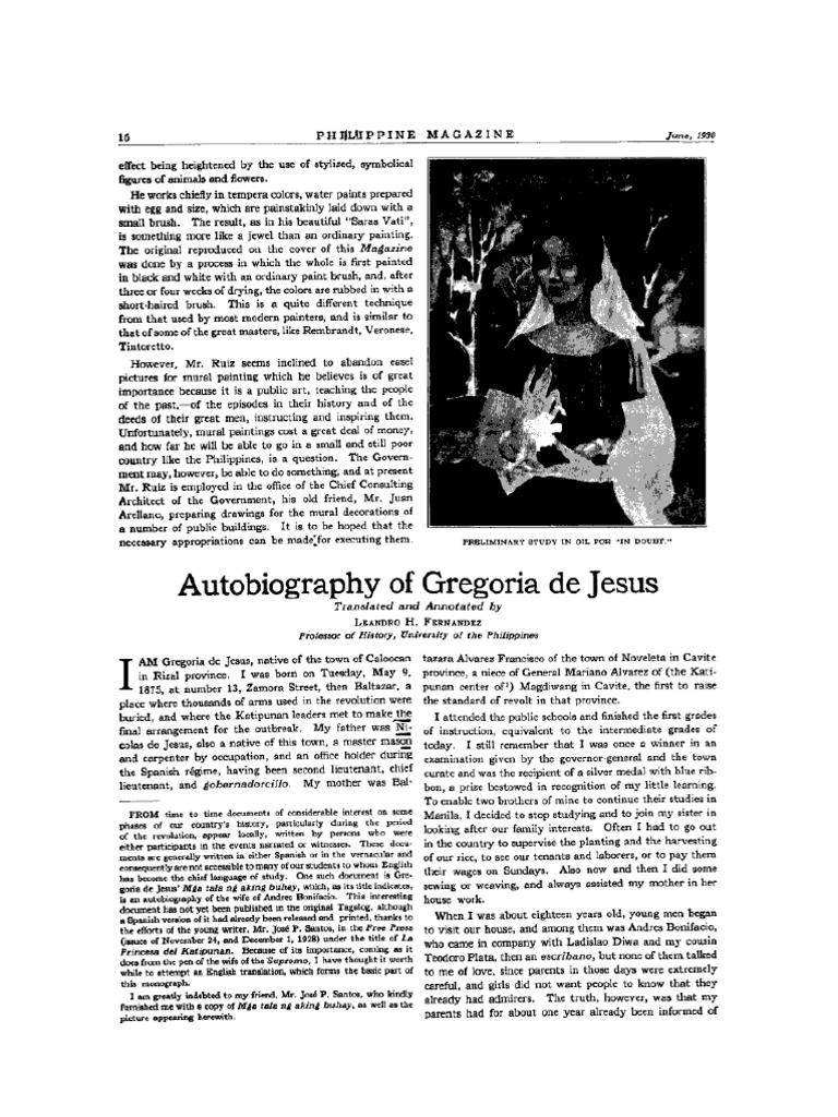 De Jesus, Gregoria.1930.the Autobiography of Gregoria de Jesus | PDF