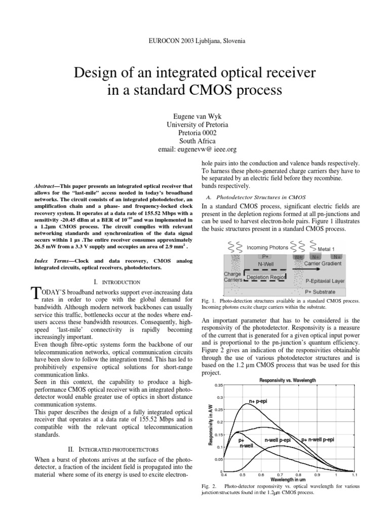 2001 Design of An Integrated Optical Receiver | PDF | Detector (Radio ...