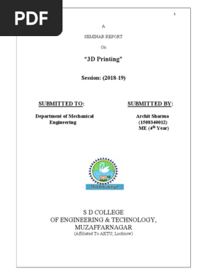 Seminar Report on 3D Printing