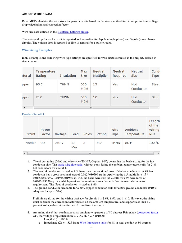 Wire Sizing Examples PDF Electrical Wiring Electrical Conductor
