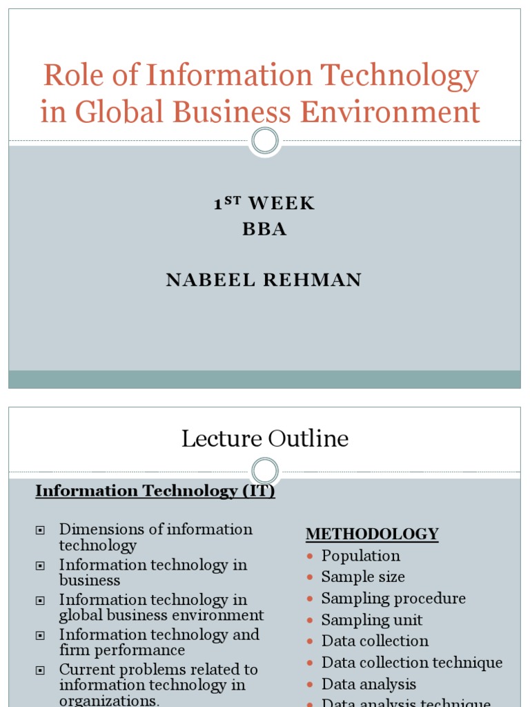 Role of Information Technology in Global Business Environment | PDF ...