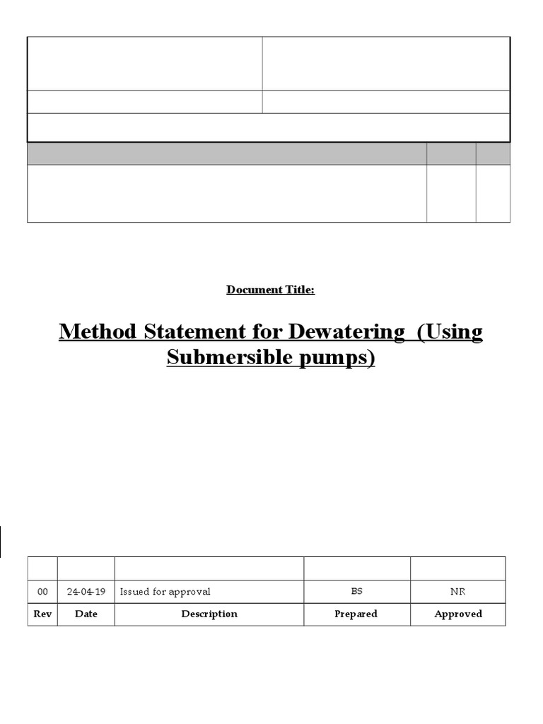 Dewatering Method Statement Using Pumps | PDF | Economic Sectors | Business