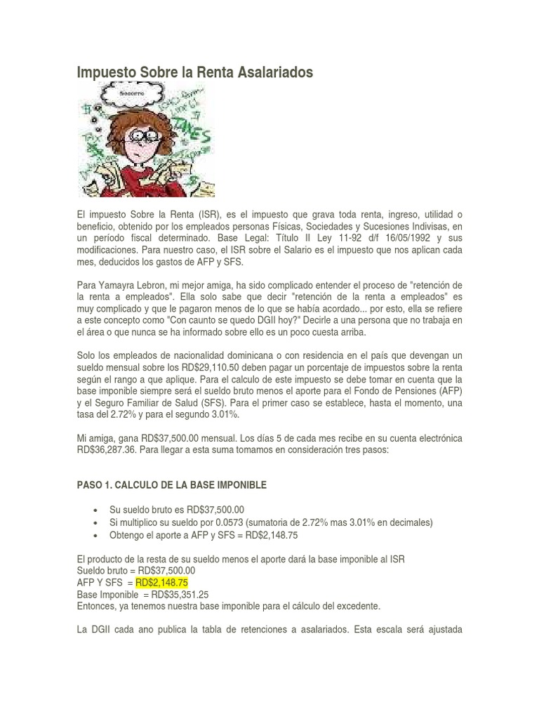 Cálculo del ISR para Asalariados RD | PDF | Impuesto sobre la renta ...