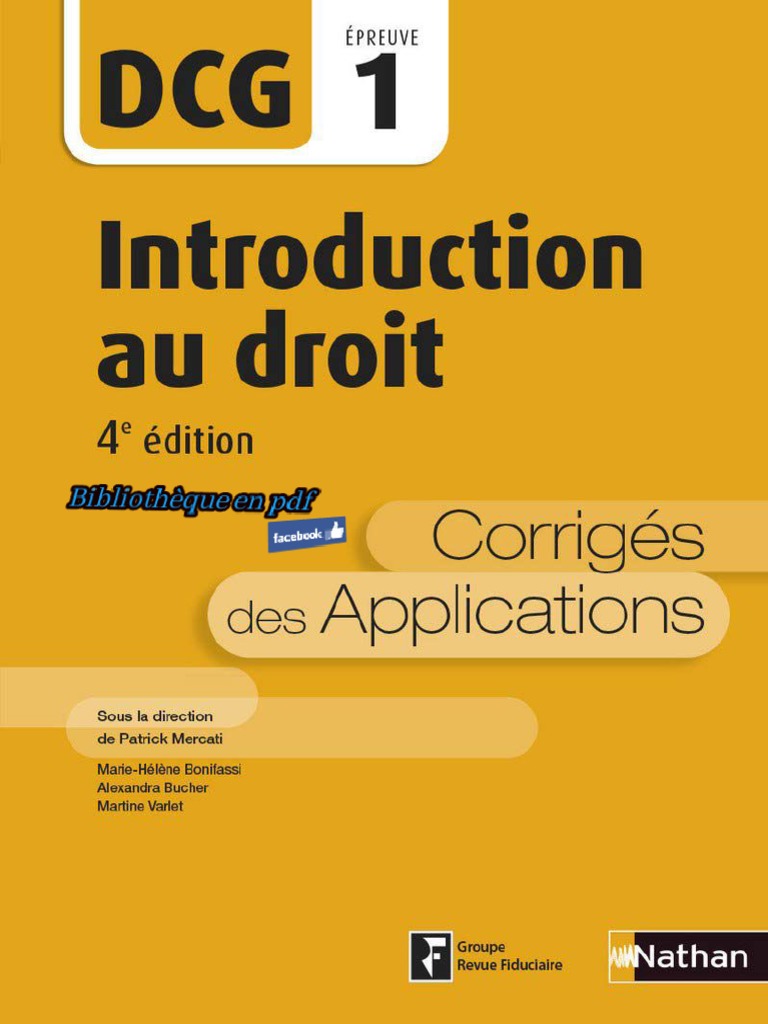 Nathan - DCG UE 1 - Introduction Au Droit - Manuel & Applications - 4e ...
