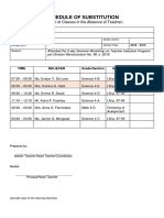 Schedule of Substitution: (Reliever of Classes in The Absence of Teacher)