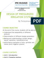 Design of Oressurized Irrigation Systems