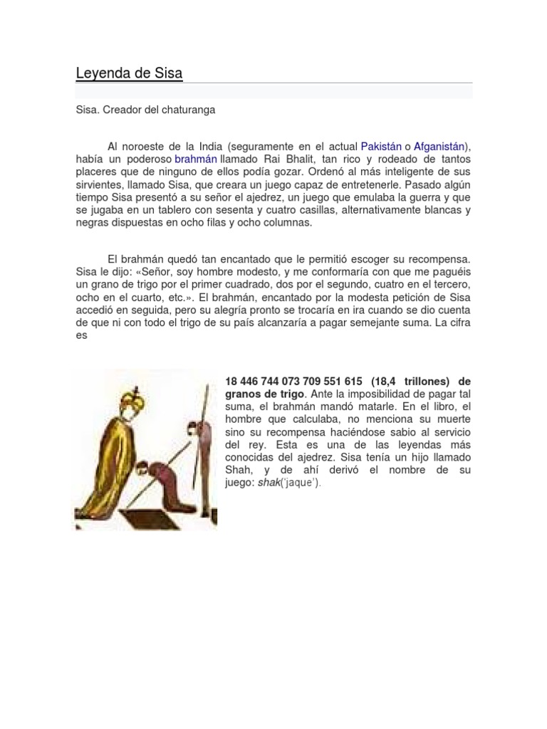 La Légende De Sissa Exercice Corrigé