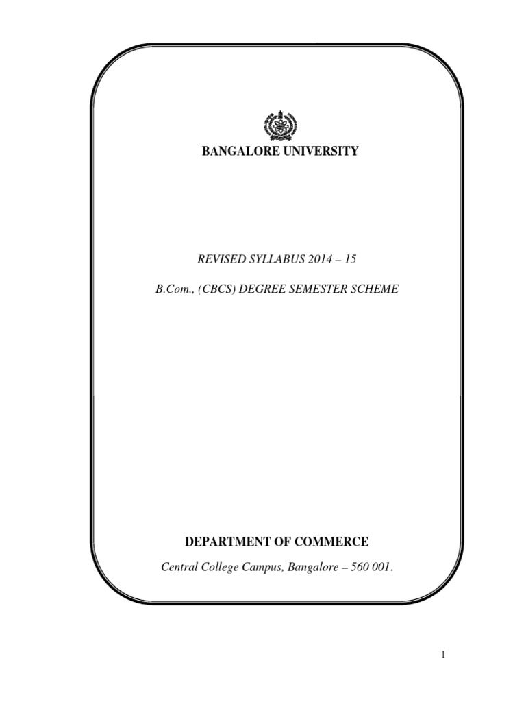 B.Com CBCS Syllabus 2014-15 Overview | PDF | Retail | Bachelor's Degree