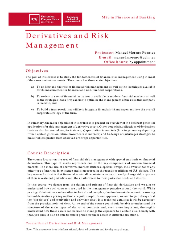 Derivatives and Risk Management Course | PDF | Derivative (Finance ...