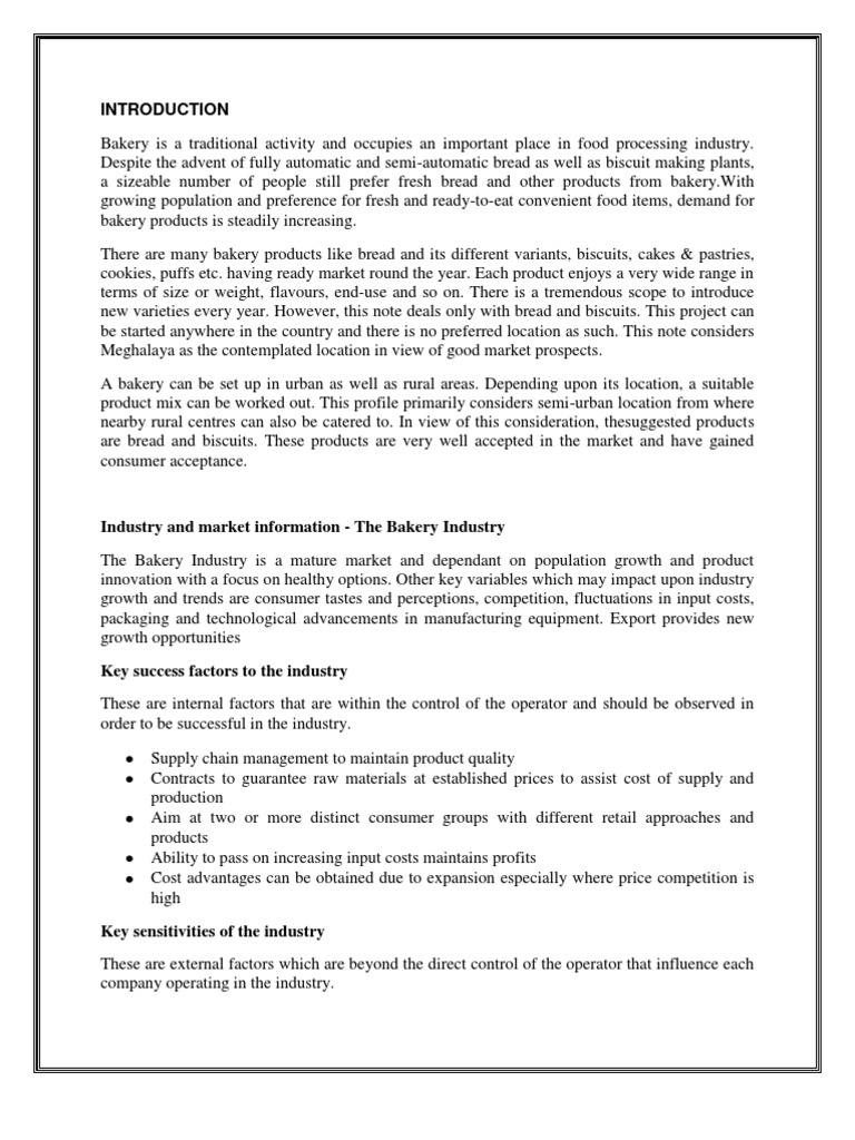 Synopsis of Bakery Industry PDF Competition Retail