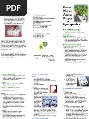 Snap Hydroponics Brochure Hydroponics Plants