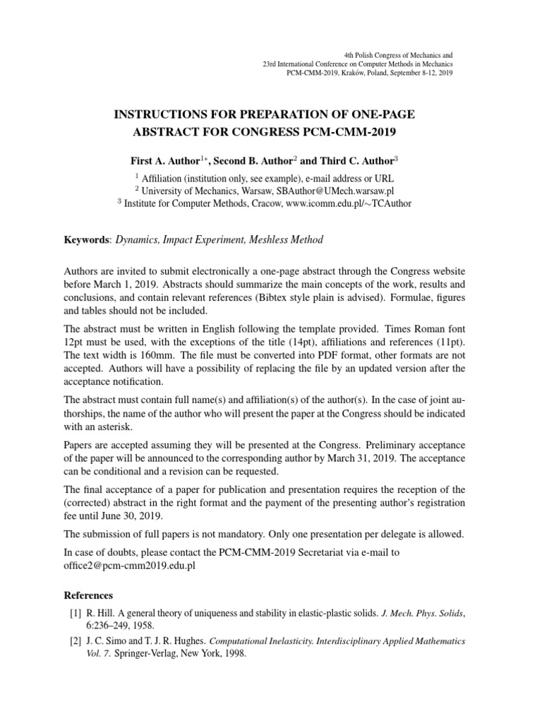 Abstract Submission Guidelines for PCM-CMM-2019 | PDF | Computing ...