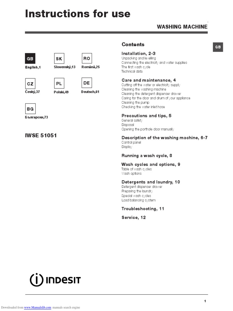 Instructions For Use: Washing Machine | PDF | Washing Machine | Ac ...