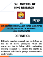 Ethical Aspects of Nursing Research: BY Mr.B.Ramakrishna, 1St Year, M.SC, NPCC Gitam Institute of Nursing, Vishakapatnam