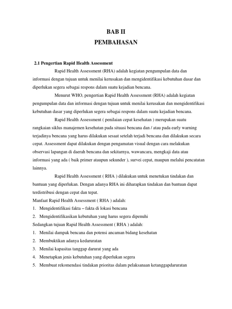 Pengertian Rapid Health Assessment | PDF
