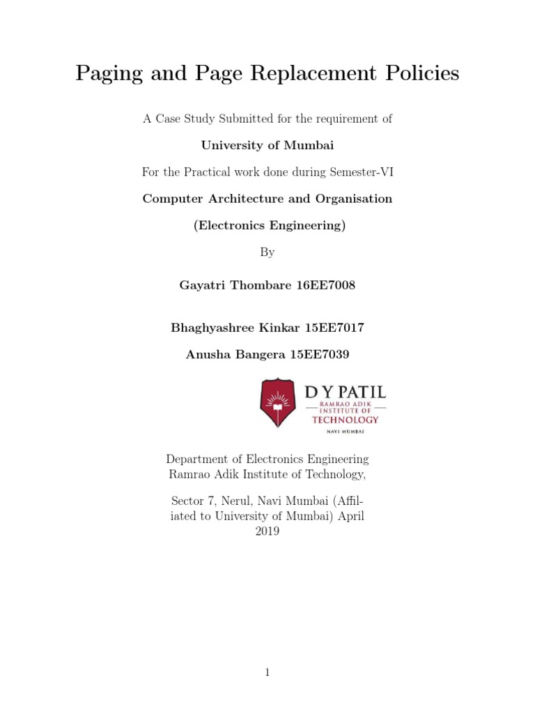 Paging and Page Replacement Policies PDF Computer Data Storage