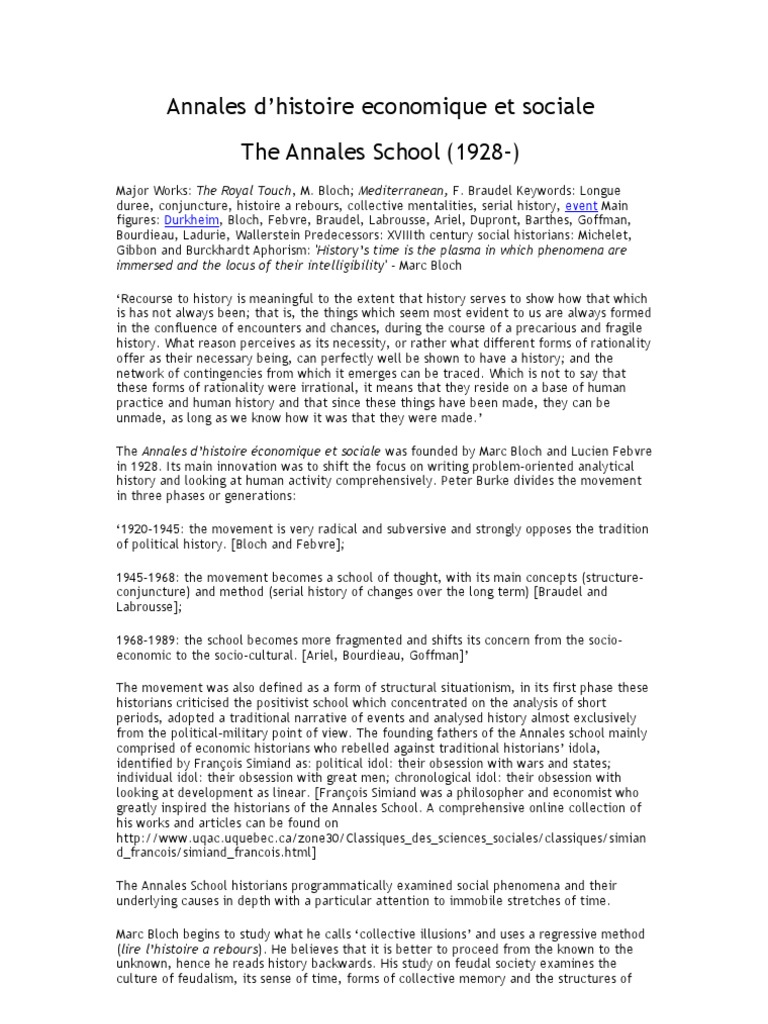 The Annales School Historiography Philosophical Theories