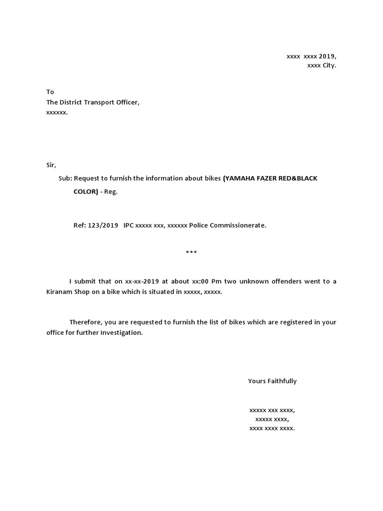 How To Write Letter To Rto | PDF
