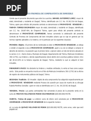 Promesa de compraventa muerte