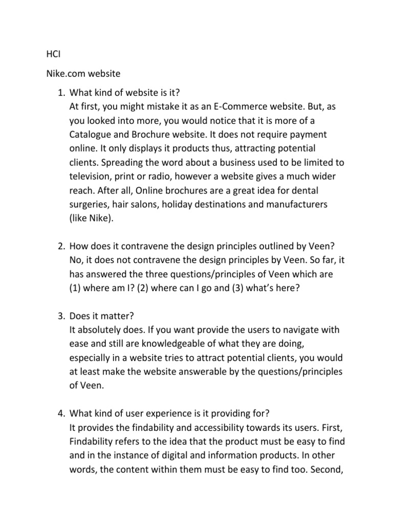 Nike.com: User Experience Analysis | PDF