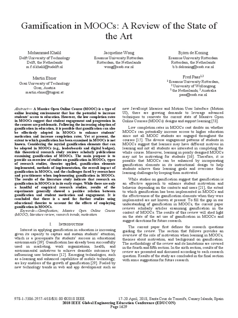 Gamification in MOOCsA Review of The State of | PDF | Massive Open ...