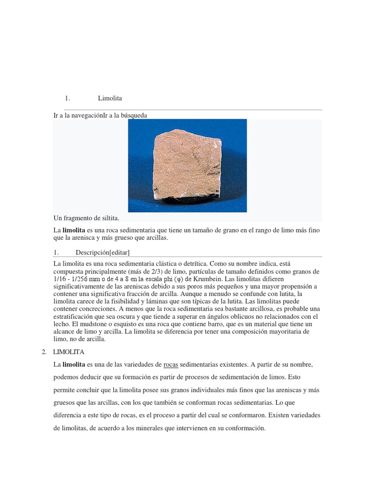Limolita | PDF | Petrología | Roca (geología)