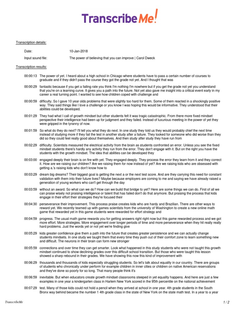 The Power of Believing That You Can Improve Carol Dweck PDF PDF