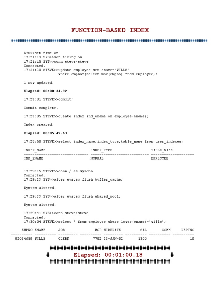 Function Based Index | PDF | Database Index | Databases