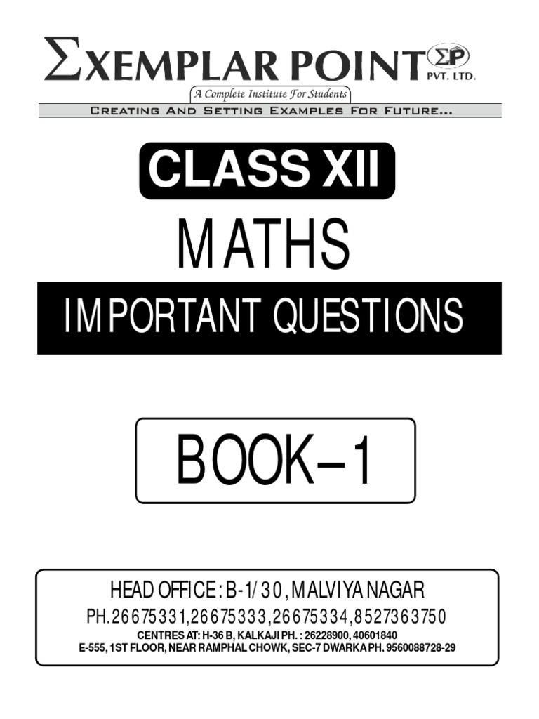 Class XII Maths Important Questions | PDF | Ring Theory | Teaching ...