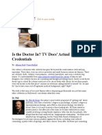 Is The Doctor In? TV Docs' Actual Credentials: Click To Print Close Window