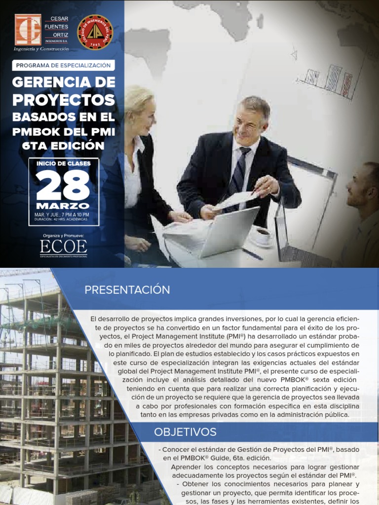 Curso de Especialización en PMBOK 6ta Ed. | PDF | Profesional en el ...