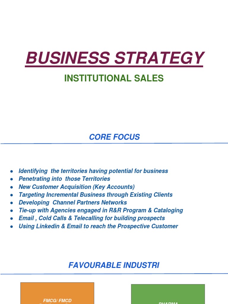 Business Strategy for Institutional Sales | PDF | Marketing | Business ...