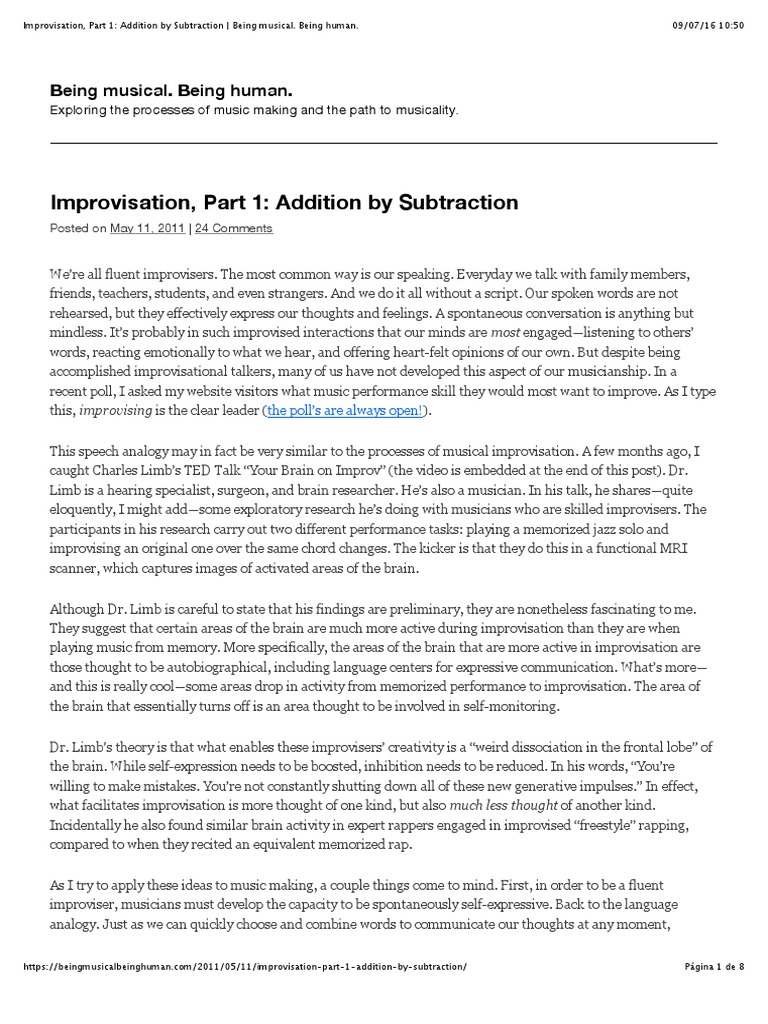 Improvisation Part 1 Pdf Pdf Improvisation Creativity