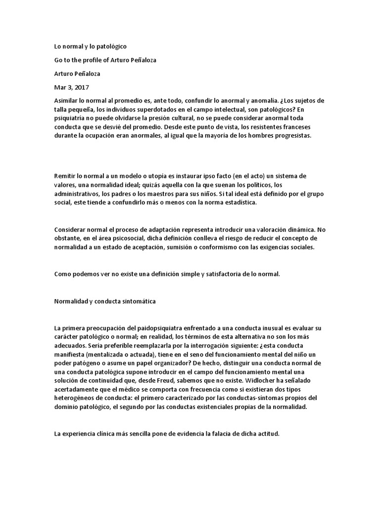 Normal Vs Anormal | PDF | Psicología del ego | Comportamiento