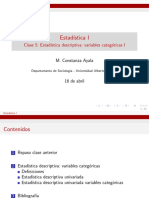 Estadística I - Clase 5 - Estadística Descriptiva - Variables Categóricas I PDF