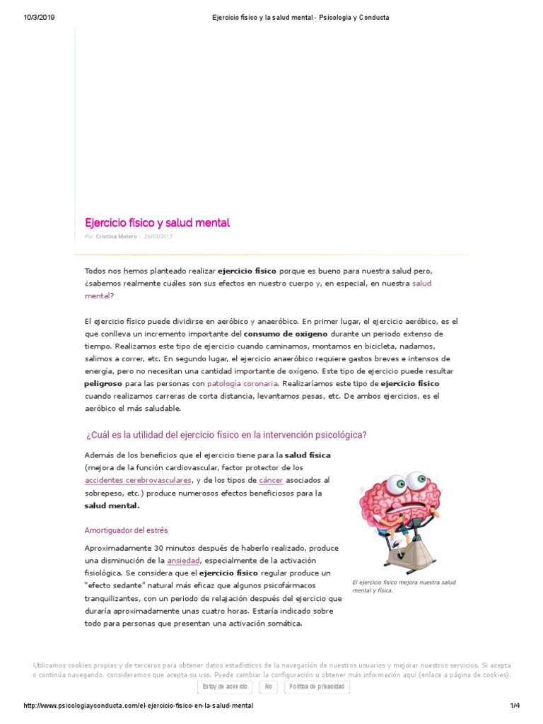 Beneficios del ejercicio en la salud mental | PDF | Depresión (estado ...
