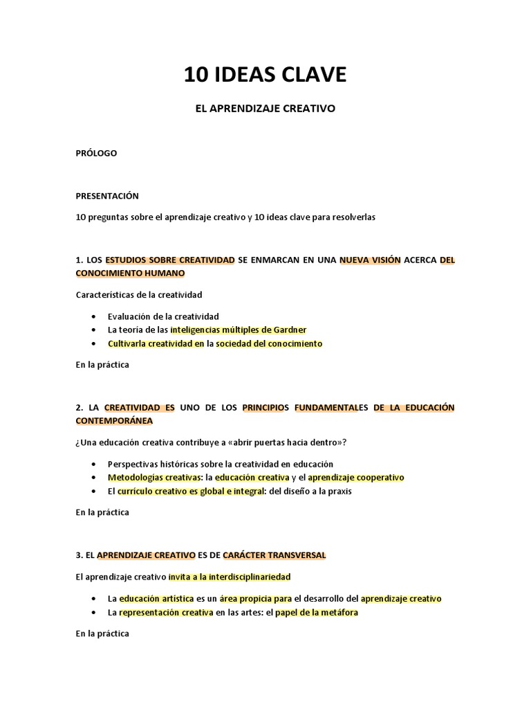 10 Claves para el Aprendizaje Creativo | PDF | Creatividad | Aprendizaje