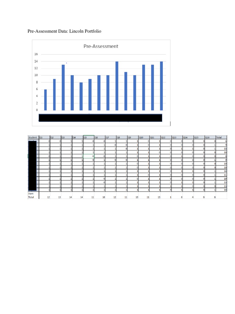 PreAssessment Data Lincoln Portfolio PDF Teaching Communication