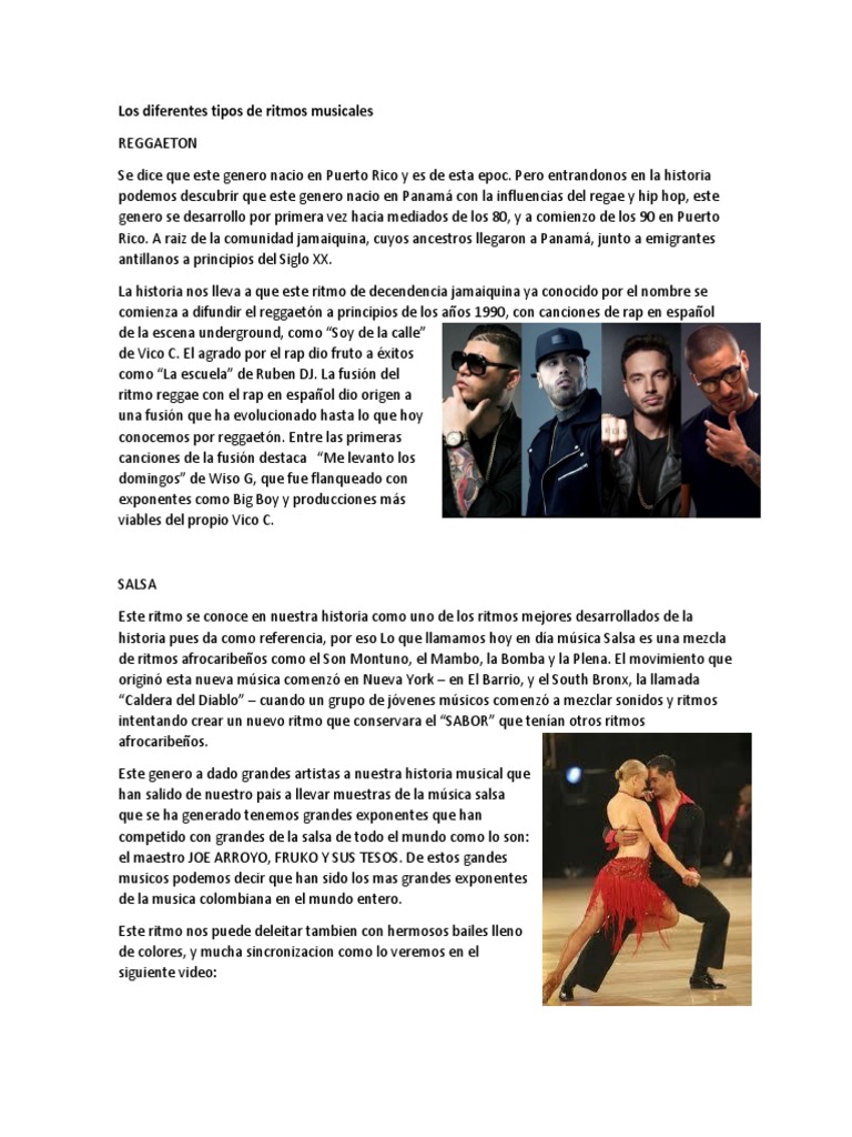 Los Diferentes Tipos de Ritmos Musicales | PDF | Música hip-hop ...