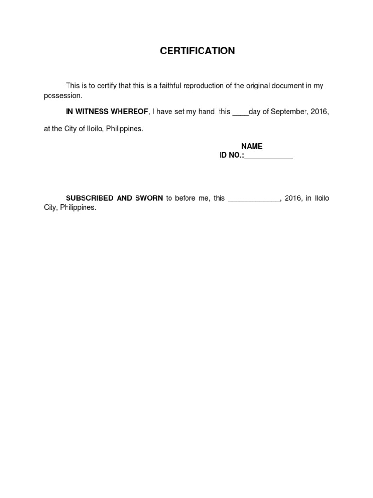 Certification Document Template | PDF
